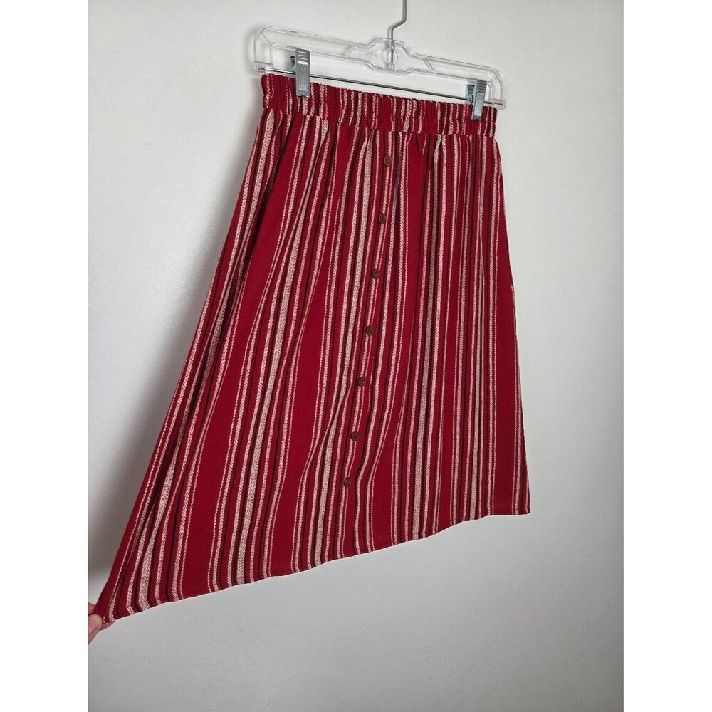 Mikarose Red Striped Skirt Midi Knee Length Summer Gypsy Hippie Indie Modest S